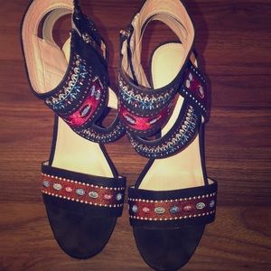 Forever 21 Bohemian Style Mid Heel Sandal, Size 8